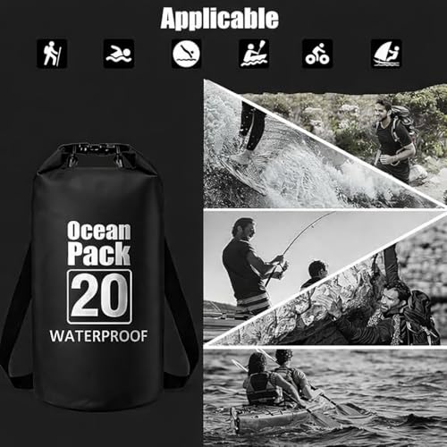 Image of Waterproof Ocean Dry Bag, Roll Top Floating Waterproof Sack for Beach, Swimming, Kayaking, Boating, Fishing, Camping, Hiking & Water Sports (20 Liter)