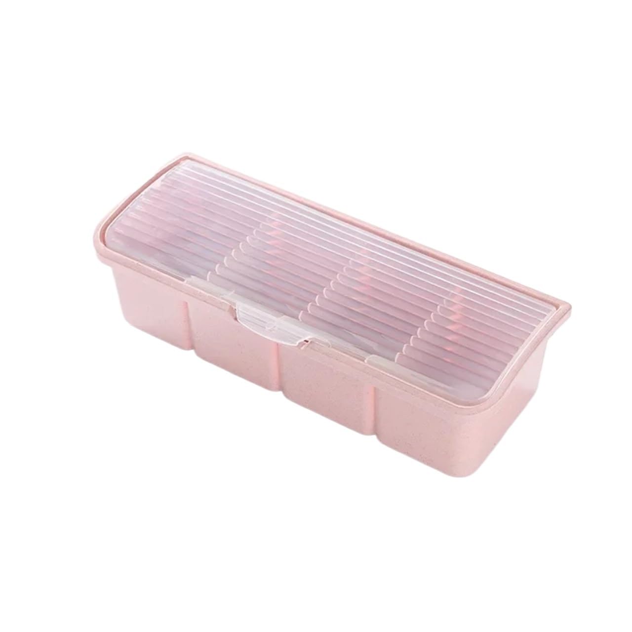 UBOHUZ Seasoning Box Condiment Storage Container Rack Spice Jar 4 Cells with Spoon Jars for for Salt Sugar Spice Pepper(Pink)
