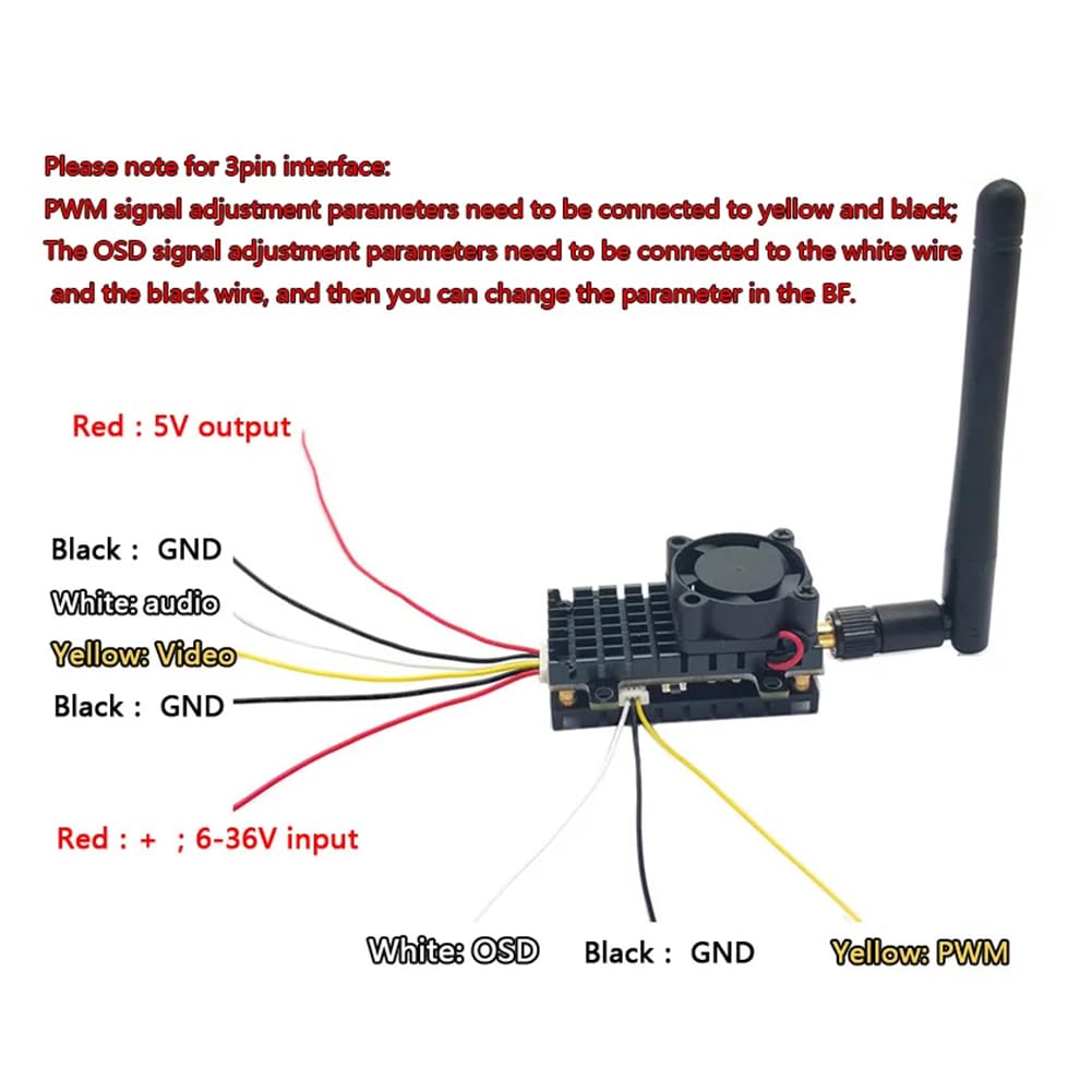 Trasmettitore Wireless FPV 2W 2000MW 48CH + Ricevitore + Cam 1000TVL 5.8Ghz Nero per Drone da RC FPV