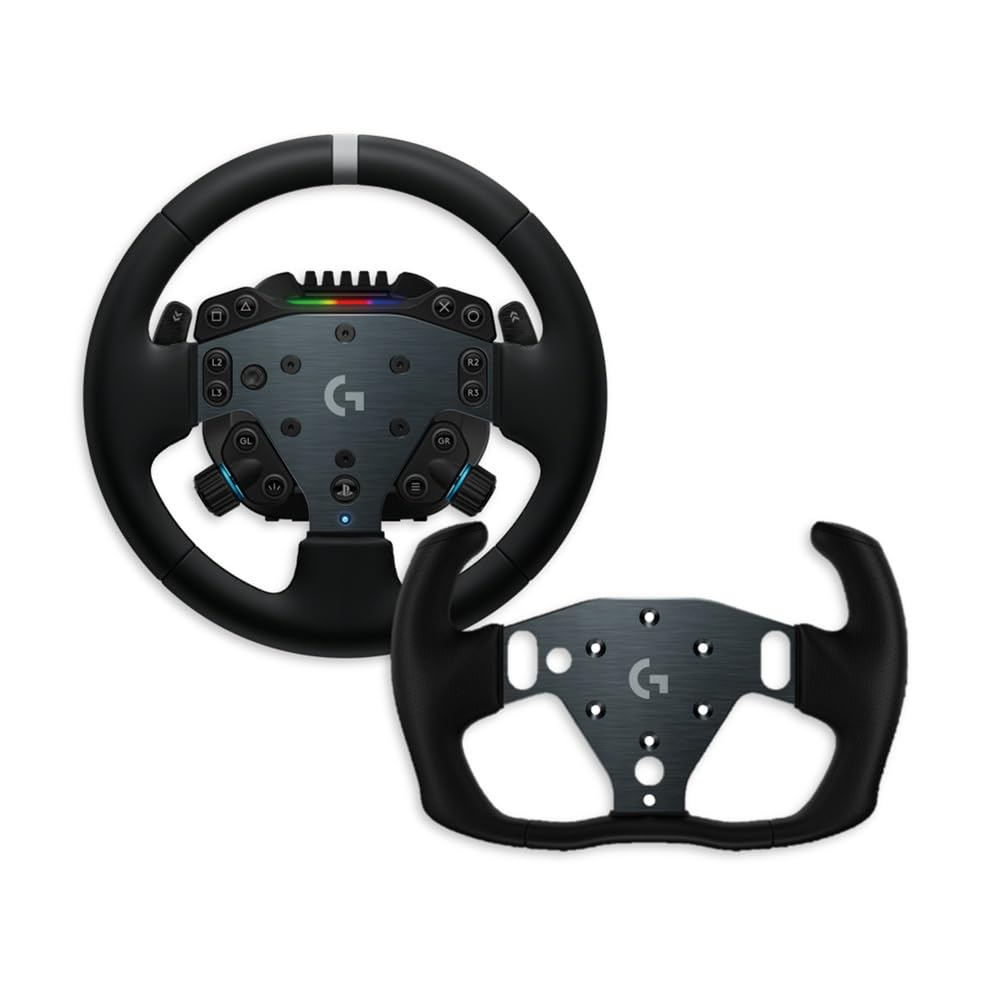 Logitech G RS50 System, setup de volante de simulación de 3 piezas | Base de volante RS50 con accionamiento directo de 8 N⋅m, RS Wheel Hub con 13 botones y RS Track Wheel - PS5/PS4/PC - Negro