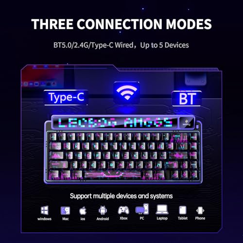 Image of x Aula AMG65 Mechanical Gaming Keyboard with Dual Screen, 65% Wireless Small Custom Keyboard RGB, Bluetooth /2.4G /Wired, Rapid Trigger, Hot Swappable for Windows Laptop PC Mac - Purple