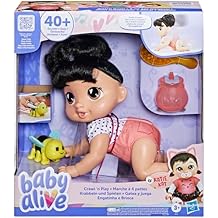 Baby Alive Crawl n Play Katie Kat Electronic Crawling Baby Doll Set, Black Hair, Kids Toys for Girls & Boys 3 Years & Up, 10.75 Inches