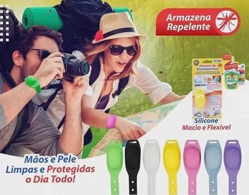 Pulseira Biossegurança Armazena Álcool Gel + Reservatório