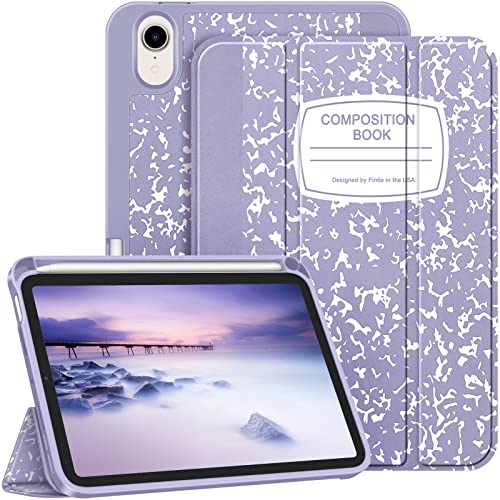 Fintie SlimShell Case for iPad Mini 7 (A17 Pro, 7th Generation) 2024 / iPad Mini 6 (6th Gen) 8.3 Inch - [Built-in Pencil Holder] Soft TPU Protective Stand Back Cover, Composition Lilac