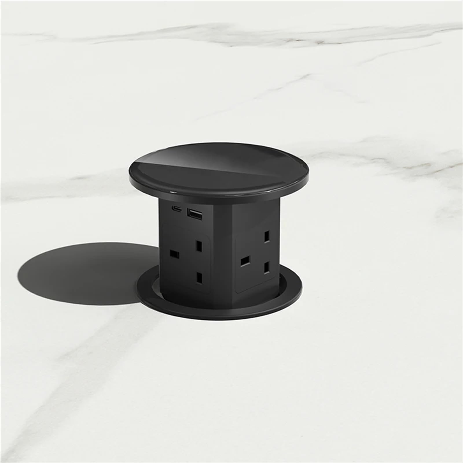 Wyskakujące gniazdo, Podnoszony Biurko Z Gniazdem USB Typu C, Ładowanie Bezprzewodowe, Automatyczne, Podnoszone, Ukryte do blatów kuchennych(Black,4outlets+USBA-C)