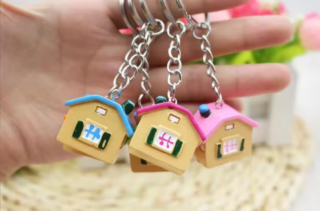 3-Pack Cute 3D Little House Or Home Shape Silicone Rubber Keychain with Metal Hook Keyring for Kids, Purse Bag Pendant Keyrings, Perfect for Bag Charm, Car & Bike Gifting-image-22