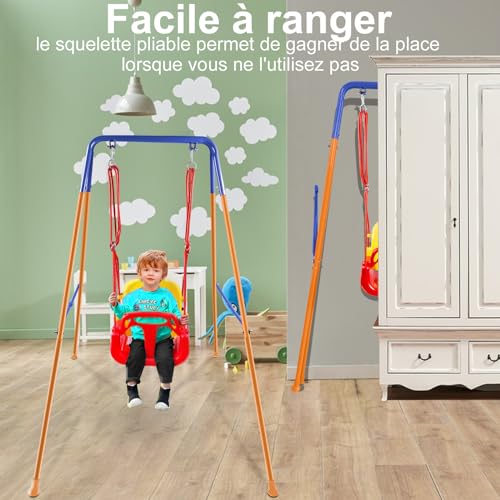 HLC-3-in-1-Babyschaukel-OutdoorIndoor-Schaukel-Mit-Klappbarem-Metallstander-Einfach-Zu-Montieren-Und-Zu-Verstauen-Geeignet-Fur-Kinder-Jeden-Alters