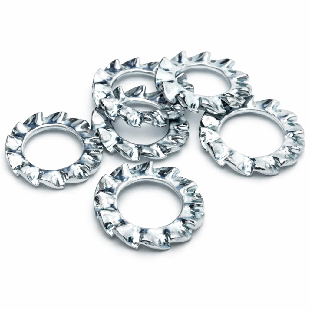M8 (8mm) (Pack of 100) Zinc Plated External Serrated Lock Washer DIN6798A Anti-Vibration Shakeproof Steel Washer - C05B/1