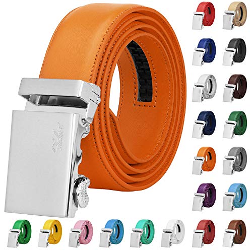 Image of Falari Men Unisex Genuine Leather Ratchet Dress and Casual Belt, Automatic Sliding Buckle, Trim to Fit