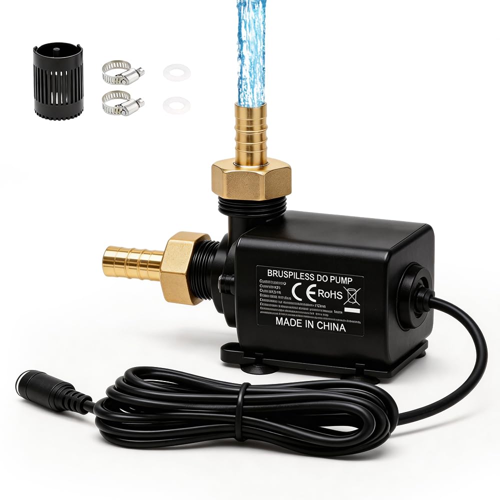12V Wasserpumpe mit Drehzahlregelung, 800L/H SolarWasserpumpe Brushless, Geräuscharm Wasserpumpe Klein Teichpumpe,5M Förderhöhe, Aquarium Pumpe, Mini Pumpe Wasser für Wasserzirkulationssystem