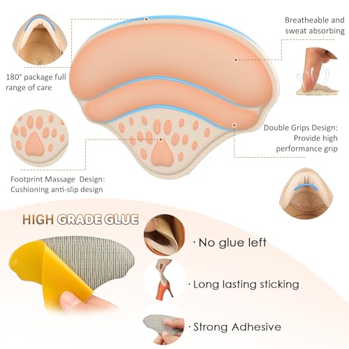 Image of 6 Pairs 4D Heel Pads for Shoes Too Big for Women Men, Heel Grips Cushions for Pain Relief, Inserts Prevent Loose Shoes Slip Blisters Scar, Heel Protectors for Friction (6, Black, Leather)