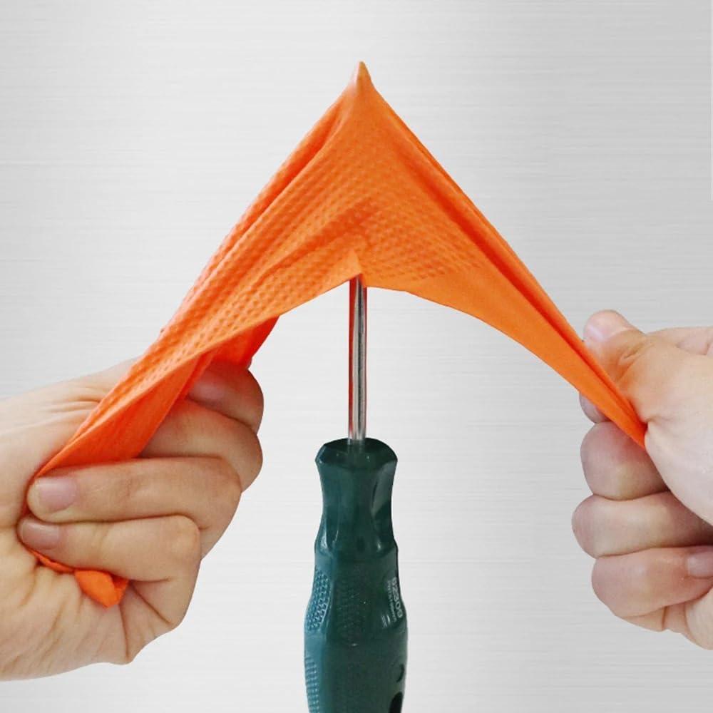 Guanti Da Lavoro Antiscivolo Guanti da lavoro in nitrile diamantato addensato con impugnatura strutturata antiscivolo di sicurezza for il giardino domestico meccanico(Orange- 50pcs,L)
