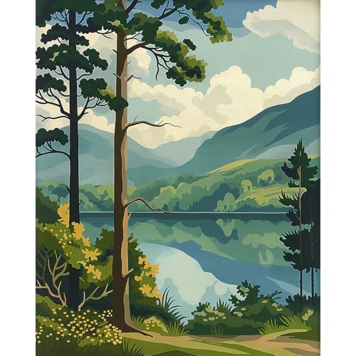Natuyalo Paint by Numbers Kit for Adults - Forest Landscape Paint by Number on Canvas Without Frame, DIY Acrylic Painting for Ideal Gift Home Wall Decor (16x20 Inch)