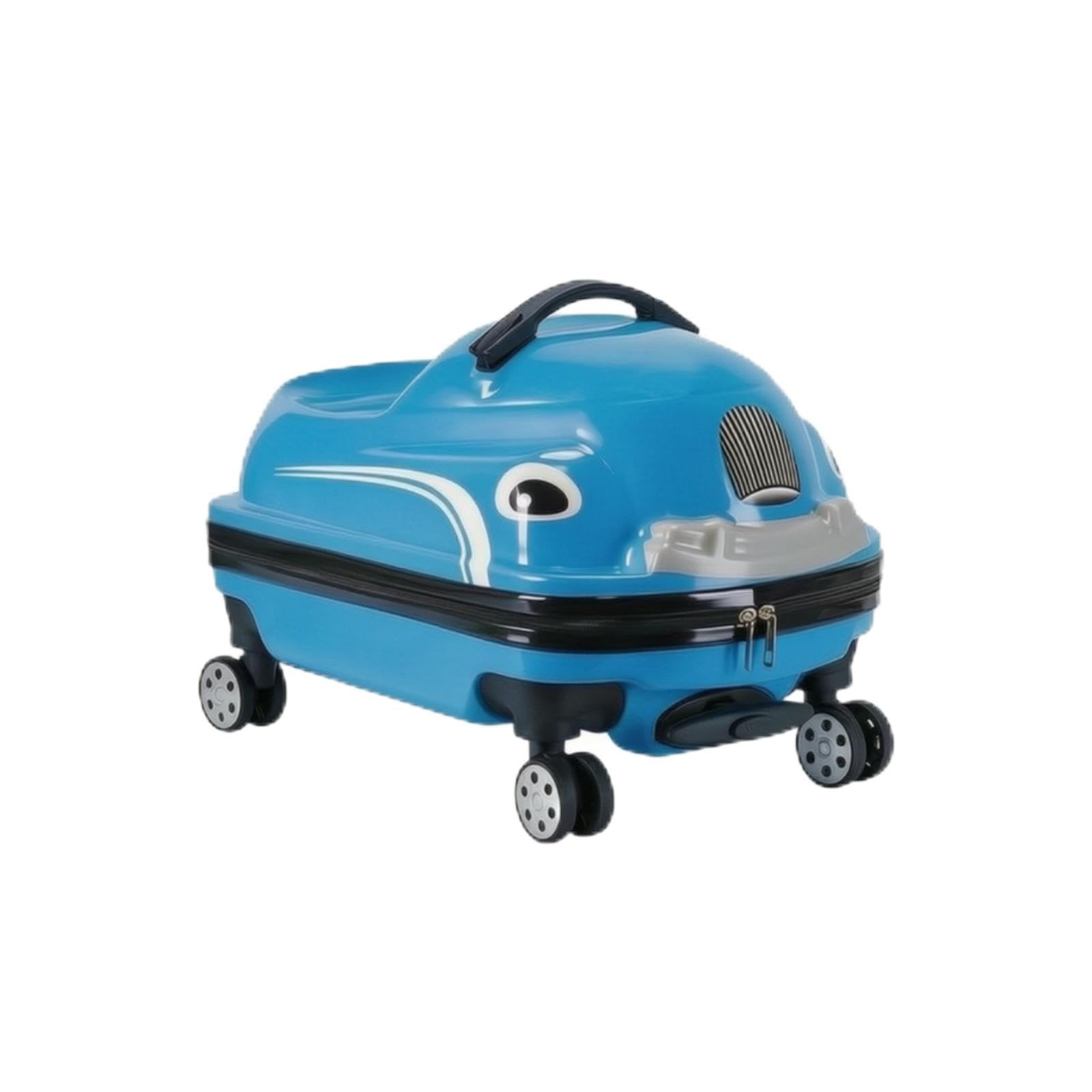 Sit-on Suitcase Sturdy Exterior Car Suitcase Glossy Sit-on Luggage for Kids, Young Children, Travel, Airport, Vacation Blue-picture-12