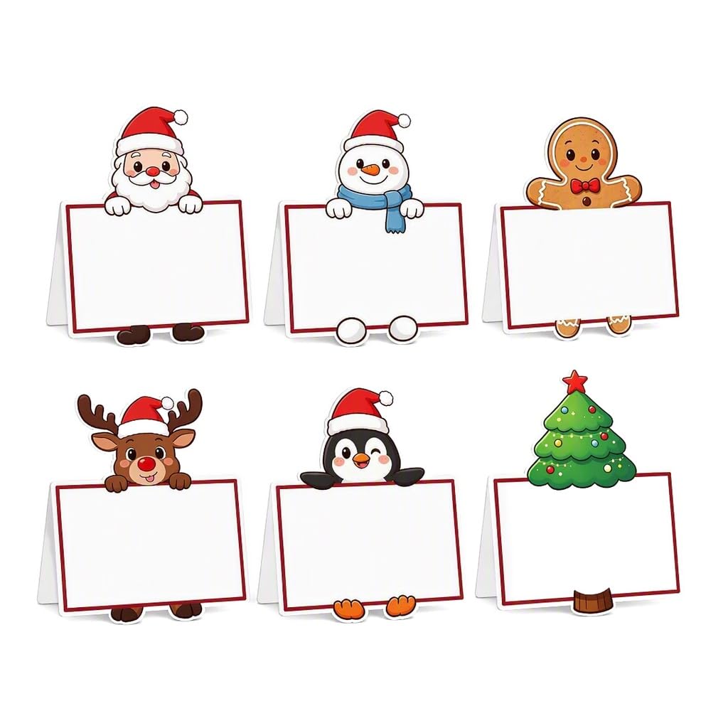 CutitiUU 30PCS Christmas Name Place Cards,Xmas Dining Table Decor