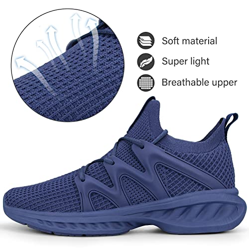 Pujcs Running Shoes Womens Breathable Tennis Shoes Non Slip Gym Workout Shoes Lightweight Mesh Walking Sneaker Blue #TOP1
