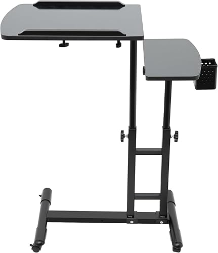 Fichiouy Mesa de escritorio con soporte de estación de trabajo de tatuaje giratoria, bandeja de banco de trabajo de tatuaje portátil negra,