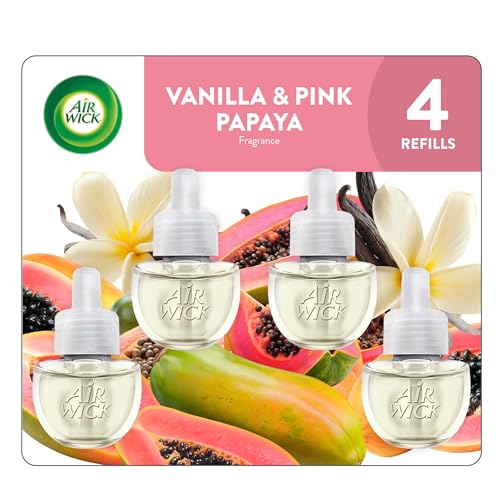 Image of Air Wick Plug-In Scented Oil Refills, 4 Count, Vanilla & Pink Papaya, Air Freshener, Essential Oils, Eco Friendly