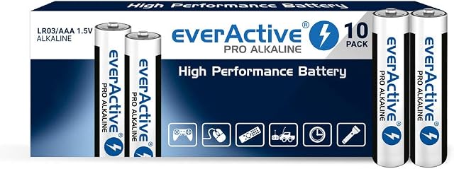 Everactive Pro Alkaiczne EV03S10P Baterie 1.5 V, Czarny/Biały, 10 Sztuk (1 Opakowanie)
