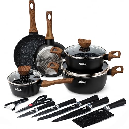 La Moustache - Batería de Cocina de Aluminio con Antiadherente | 8 Piezas Callao + 5 Cuchillos...