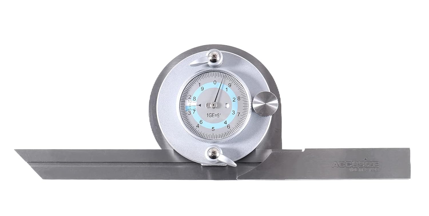 Accusize Industrial Tools S855-3012 0-180 Degree Dial Reading Bevel Protractor in Fitted Box