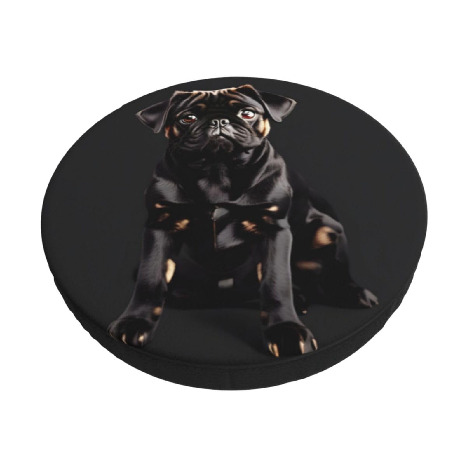 PUYhgb Cute Black Pug Dog-Standard-Scale-2_00x Print Round Bar Chair Cushion Cover, Home Decorative Seat Cover For Home Kitchen Dining