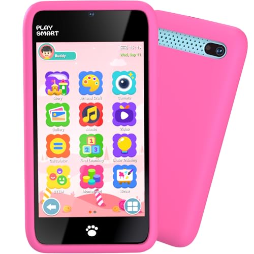 MOMILLA Kids Toys Smart Phone for Girls, 3.97" Toddler Cell Phone with Dual Cameras, 200+ Games, 16GB Storage, Educational Mini Play Toy, Christmas Birthday Gifts for Kids Age 3-10