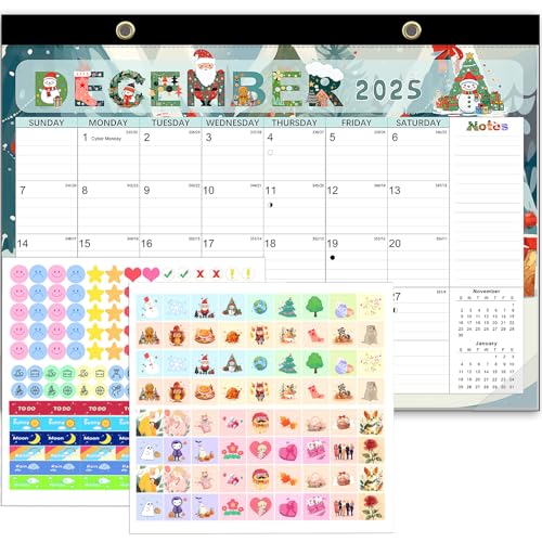 Desk Calendar 2025-2026, Anti Ink Bleed, Plastic Cover, Ample Space,