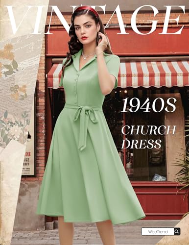 Image of Wedtrend Women's Vintage Tea Dress, Short Sleeve Cocktail Party Dress Work Church Casual Dress