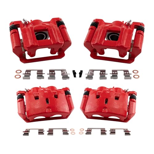 Image of TRQ Performance Front and Rear Brake Caliper Set Brackets Coated Compatible with 2009-2015 Honda Pilot