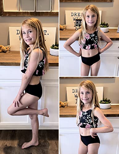Image of Arshiner Girls Bikini Beach Swimwear 2 Piece Swimsuits Floral Printing Bathing Suits