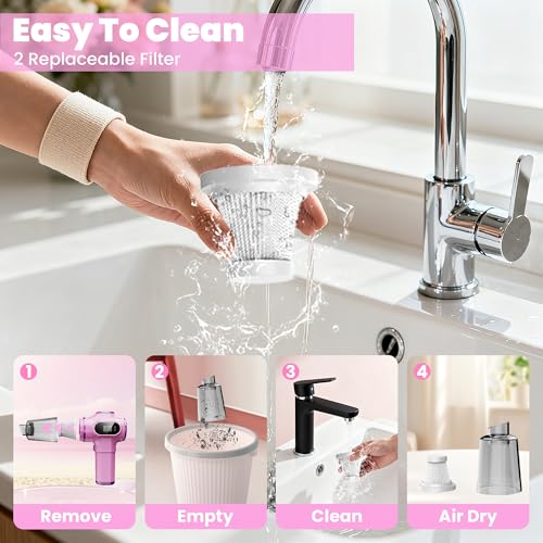Image of Women-Friendly Cordless Pink Car Vacuum Cleaner - 15000Pa Portable Mini Handheld Vacuum Cleaner, Effortlessly Handles Car,Office,Home & Pet Cleaning
