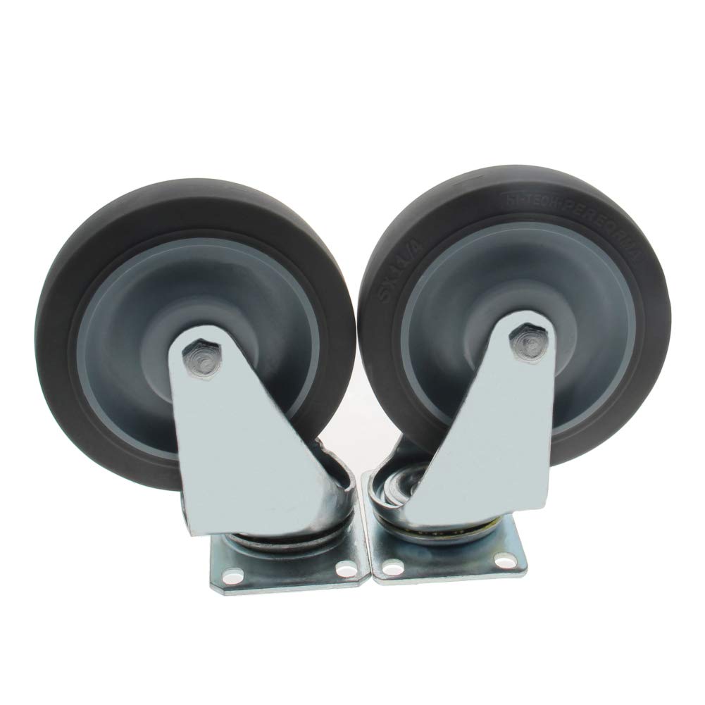 MroMax Ruote girevoli in TPR diametro 12,7 cm, capacità 119,7 kg ogni ruota, per mobili carrelli banco da lavoro, grigio 2 pezzi