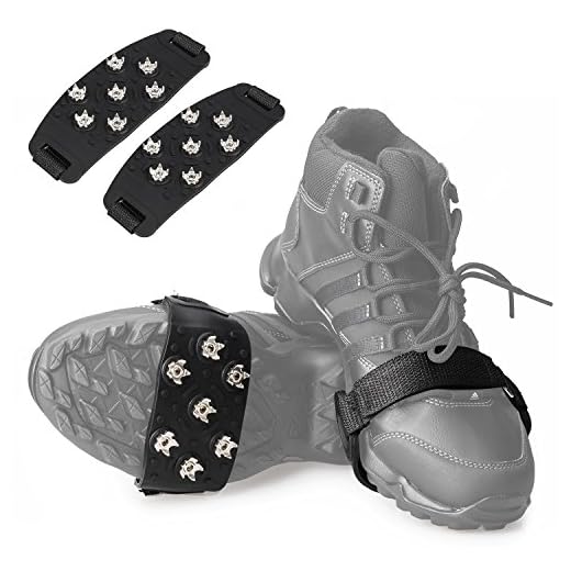 FANBX F Crampon Traction Cleats Anti-Skid Traction Grips Crampons Spikes 7 Point Cleats for Footwear for Walking, Jogging, Hiking, Mountaineering Ice Snow Grips