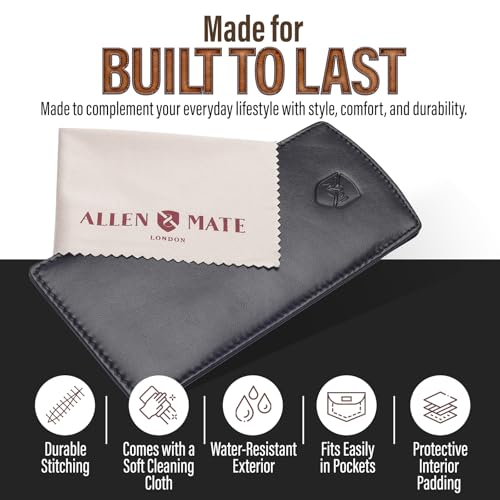 Image of ALLEN & MATE 100% Leather Slim Glasses Case for Reading and Computer Glasses for Men & Women
