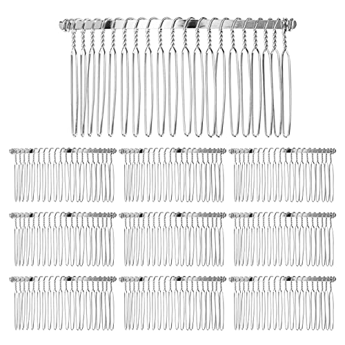 Bskifnn 10PCS Hair Side Combs 20 Teeth Metal Wedding Veil Comb for Women Girls, DIY Bridal Wedding Veil, Hair Clips, Hair Accessories Silver