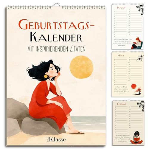 Geburtstagskalender mit Zitaten undatiert Geburtstagsplaner Wandkalender A5 immerwährend Jahresunabhängig Kalender Geburtstagsübersicht zum Aufhängen in zartem Aquarell Buch Sprüche Affirmationen