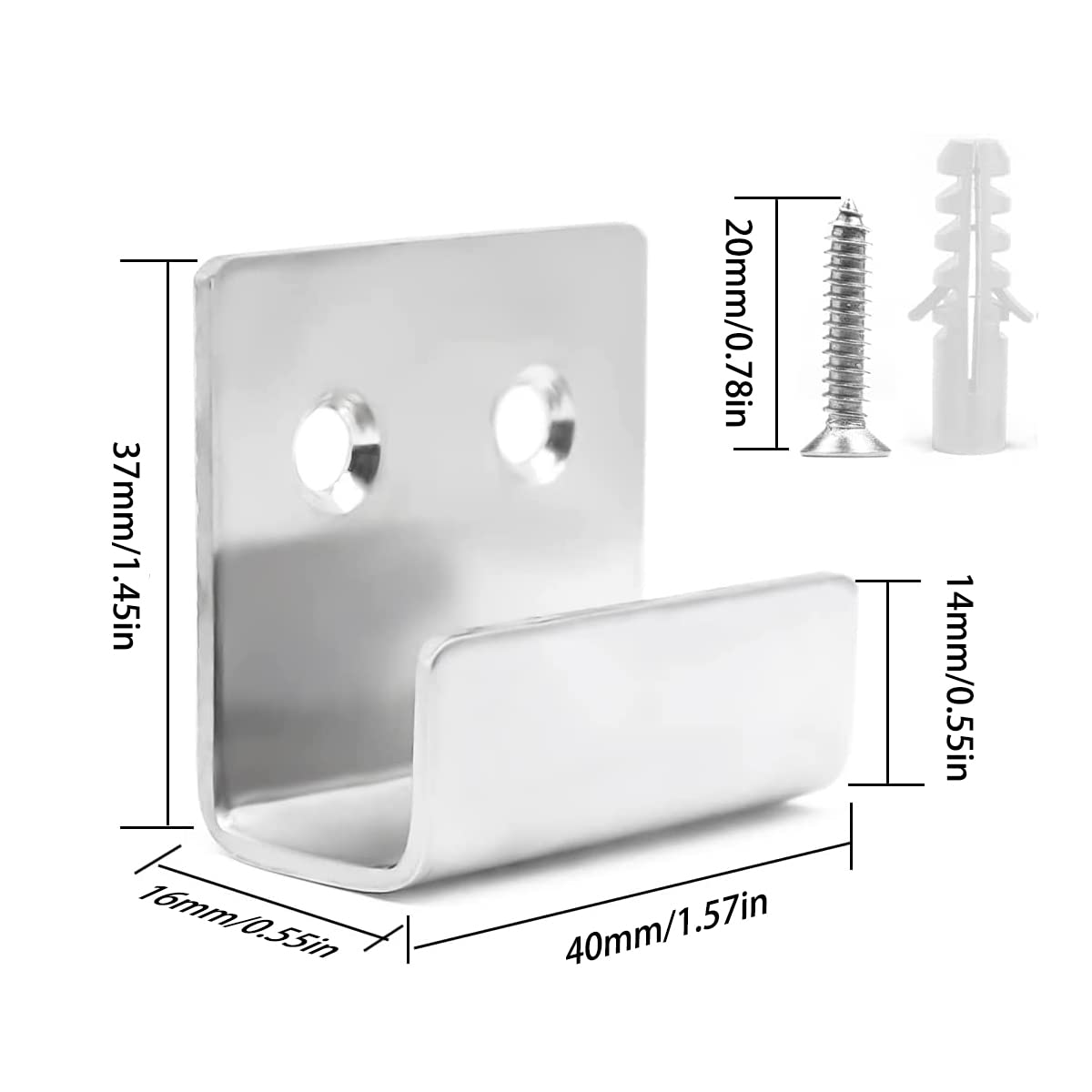 6 Pezzi Inox Gancio Pesante Argento Gancio da Parete Acciaio Piastrelle in Acciaio Inossidabile Display Con 12 Viti Utilizzate per Soggiorno Cucina Esposizione Di Piastrelle
