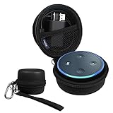 Fintie Protective Carrying Case for Amazon Echo Dot 2nd Generation - Shock Proof EVA Cover Zipper Portable Travel Bag Box (Fits USB Cable and Wall Charger), Black