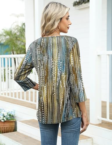 Image of LOMON Womens 3 /4 Length Sleeve T Shirts Asymmetrical Neck Tops Business Blouses for Women Fashion 2026