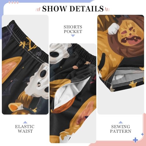 Halloween Corgi Dog Witch Boys Long Pants Soft Trousers Elastic Waist Kids Lounge Bottoms with Pockets S-XL4