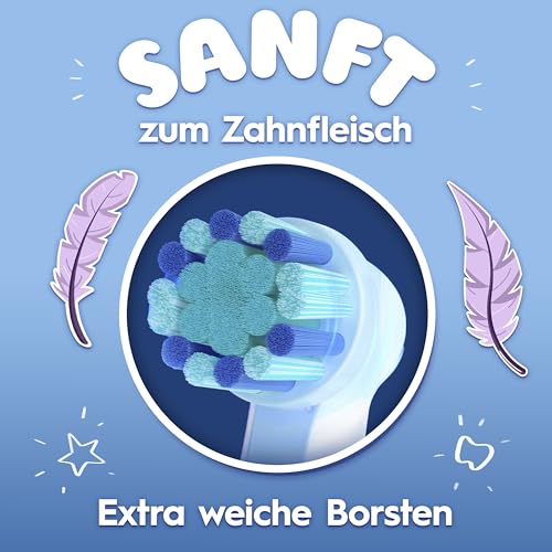 Oral-B Pro Kids Frozen Elektrische Zahnbürste, Electric Toothbrush für Kinder ab 3 Jahren, inklusive Sensitiv+ Modus für Zahnpflege, extra weiche Borsten, 1 Aufsteckbürste, 4 Sticker, blau, lila