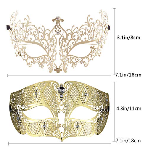 Image of Coddsmz Couples Venetian Masquerade Mask Set Luxury Style Princess Party Mask for Couples Women and Men Mardi Gras Masks