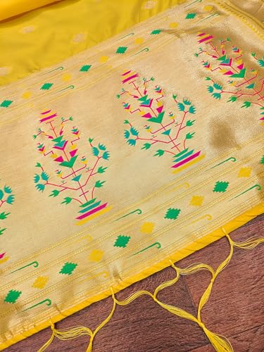 Image of DEVANGI Women's Woven Paithani Banarasi Silk Dupatta /Chunni For Women, Floral Print 1 Meter Wide and 2.3 Meter Length Printed Designer Dupatta /Chunni For Girls
