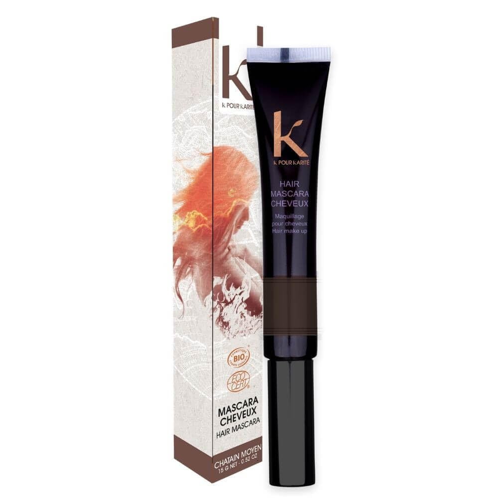 K Pour Karité Bio Haarmascara – Mittelbraun Nr. 4, 15 G, Natürlich, Deckt Graue Haare Sofort Ab