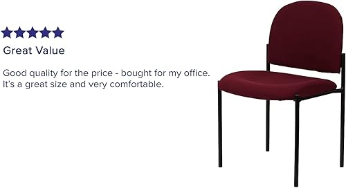 Miniatura 4 de Flash Furniture Tania Comfort - Silla de recepción lateral de acero apilable de tela burdeos