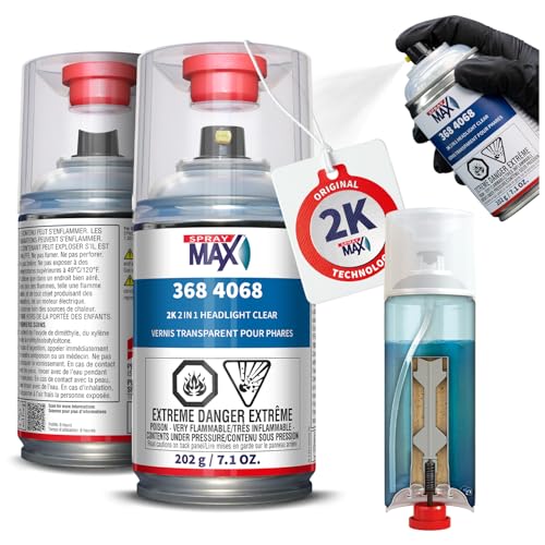 SprayMax 2K 2in1 Headlight Clear Coat | Professional Headlight Restoration Spray & UV Coating...