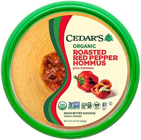 Cedar's Topped Organic Roasted Red Pepper Hommus, 10 Oz