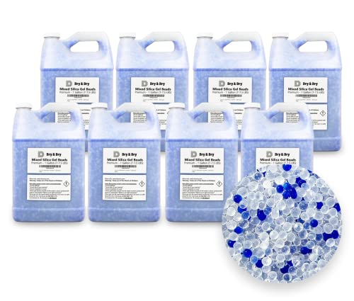 Dry & Dry 8 Gallon Premium Mixed Silica Gel with Blue Indicating Beads(Industry Standard 3-5 mm) - Reusable Silica Gel Silica Beads[Net 56-60 LBS]