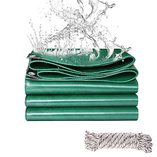 Jianyana Lona Impermeable, PVC 440 g/m² Lona de camion con occhielli rinforzati, Colore: Verde (1.8 x 2.5 m)